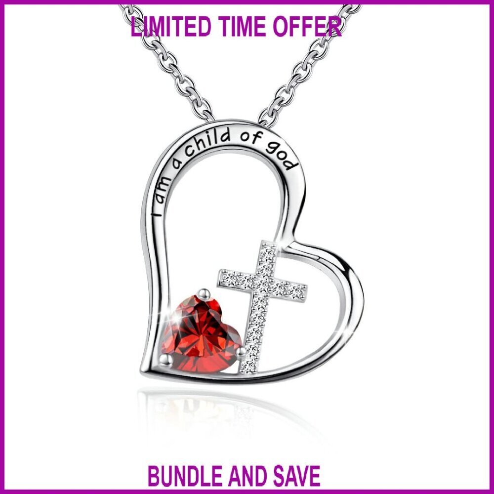 925 Sterling Silver Cross Heart Pendant Necklace Adjustable Chain